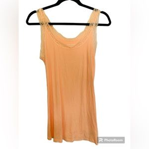 Old Navy, Orange, Ribbed Tank, Cami, with Lace Detail - Large